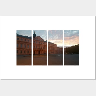 The Rastatt castle is also known as Residenzschloss Rastatt  in the Baden-Wurttemberg: it is a Baroque schloss. Shot at the sunset in a cloudy summer day. Germany Posters and Art